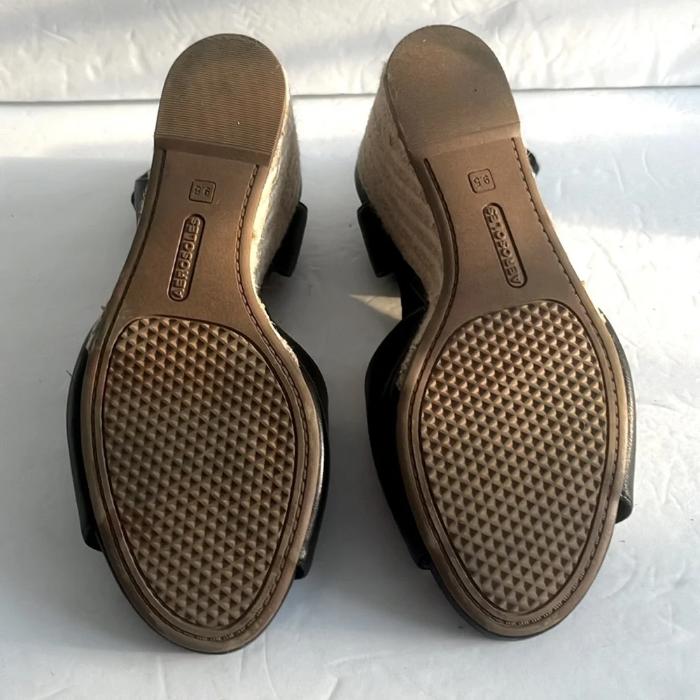 AEROSOLES Shoes $80 Women Cleverdale Leather Espadrille Wedge Sandals Size 9.5M - Picture 6 of 6
